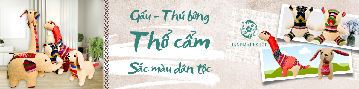 Banner Handmade Shop - Gấu, thú bông thổ cẩm